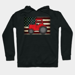Tractor American Flag patriotic USA farming 4th of july Hoodie